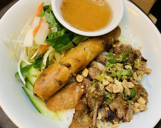 #45. BBQ Chicken with Spring Roll on Vermicelli