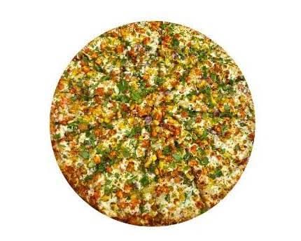 Butter Chicken Pizza, Green Pepper, and Onion