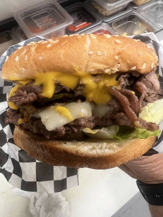 The Pepper-jack Cheddar Steak Burger