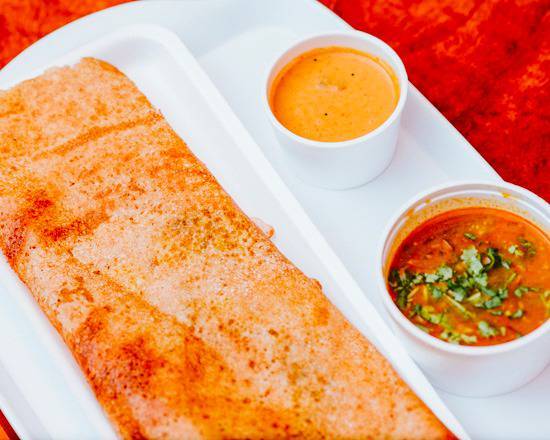 Onion Dosa chutney and sambar