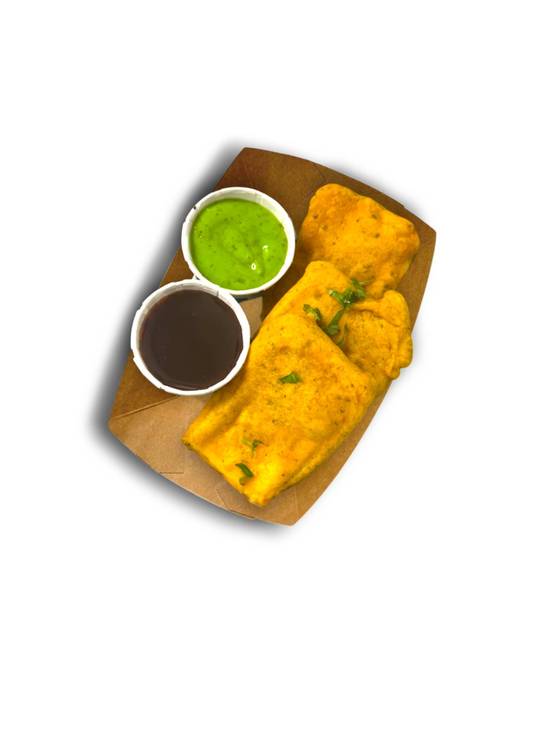 Homemade Paneer Pakora (2pcs) + Mint & Tamarind chutney