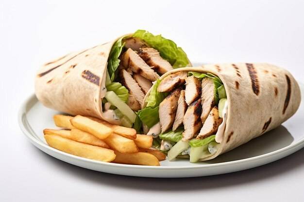 Chicken Club Wrap with Fries
