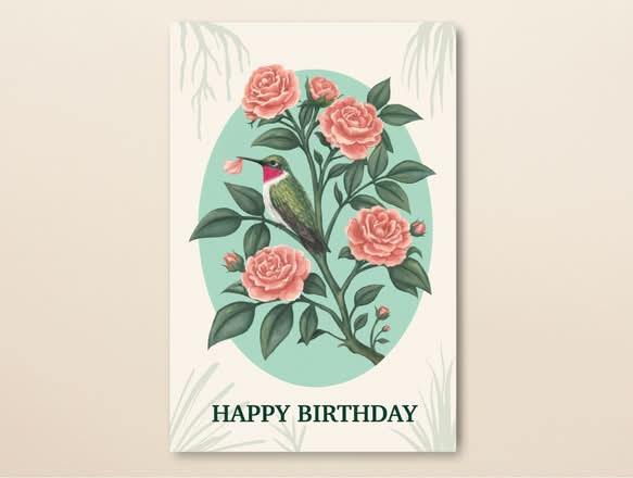 Postcard Happy Birthday - Bird