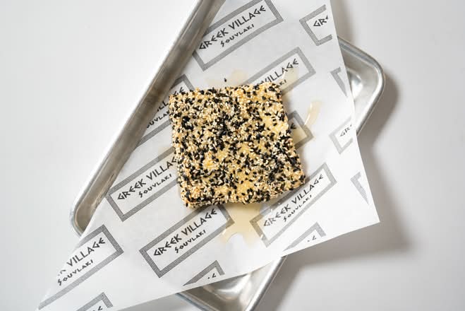 Feta with honey and sesame seeds