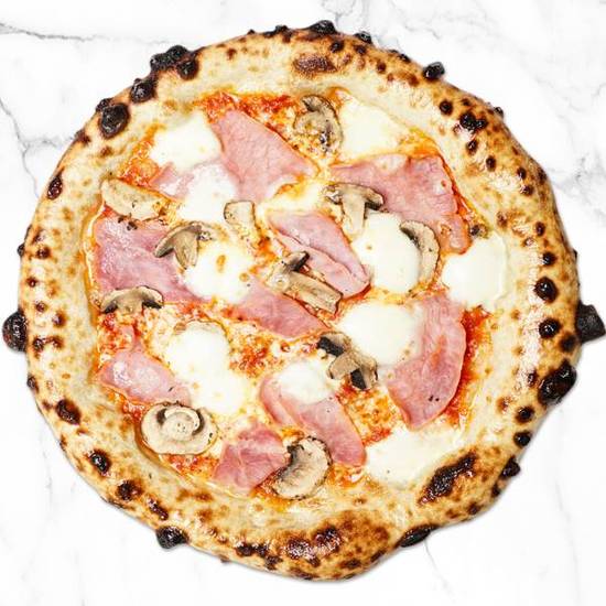 Prosciutto Funghi-Prosciutto & Mushroom Pizza – Italian Tomato Neapolitan Classic