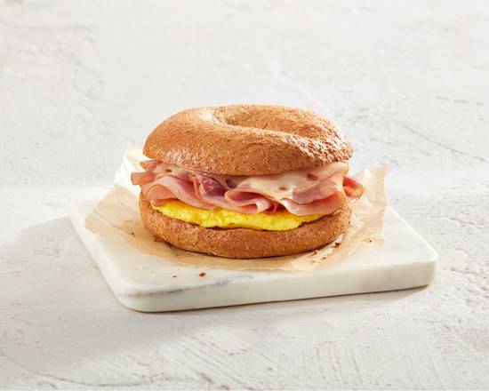 Ham, egg & swiss on a Bagel