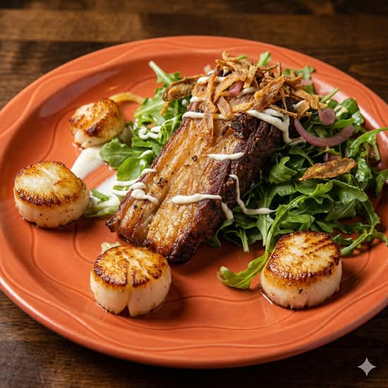 N.V. Pork Belly & Scallops