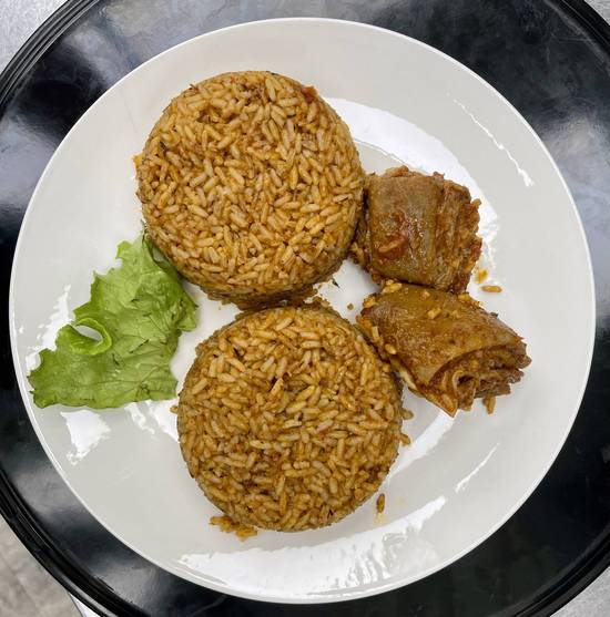 Nigerian Jollof Rice and beef