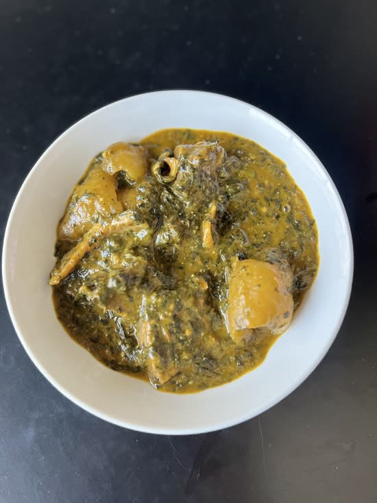 Bitter leaf soup  and poundo