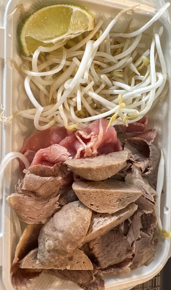 RARE STEAK, BEEF BRISKET and BEEF BALLS NOODLE SOUP (PHO TAI, NAM, BO VIEN)