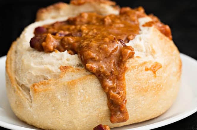 Beef Chili Bread Bowl