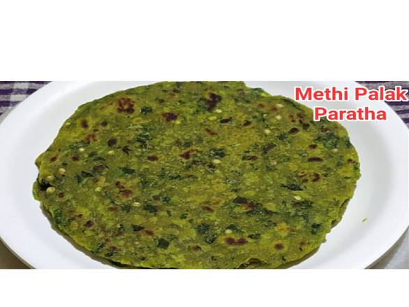 Methi Palak Paratha + Dahi 4 Oz + Mixed pickle