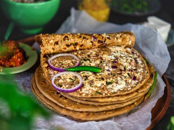 Paneer Paratha +Mixed pickle + 4 oz. Dahi