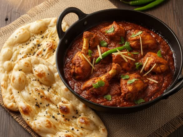 Karahi Chicken (16 oz) + 2 Naan
