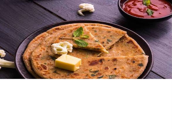 Gobi Paratha + Dahi 4 Oz + Mixed pickle + 4 oz. Dahi