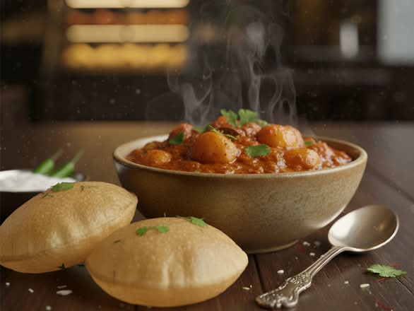 Aloo Curry ( 8 Oz )+ Puri (2 pcs) + halva ( 8 Oz )