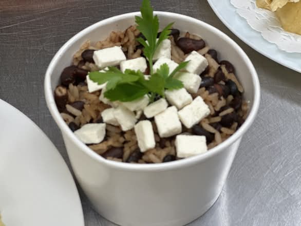 Rice and Beans Topped with Feta Cheese