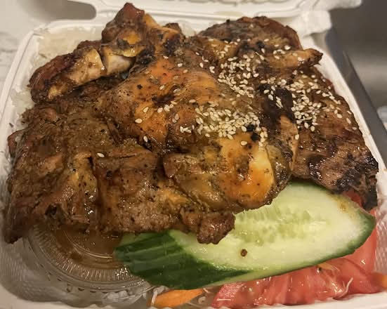 #63 Marinated, Grilled Lemongrass Chicken, and Pork Slices