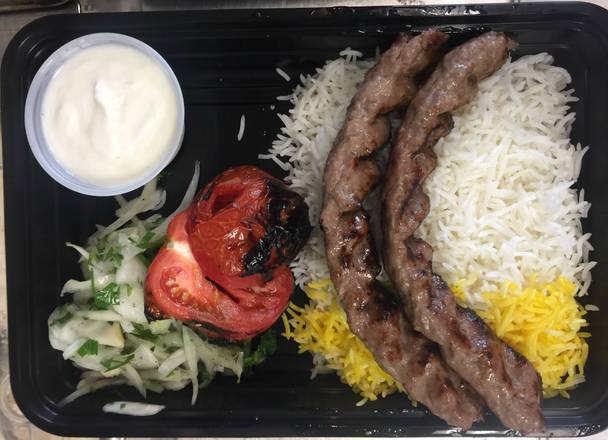 Ground Beef Kebab (2 Skewers) with Rice