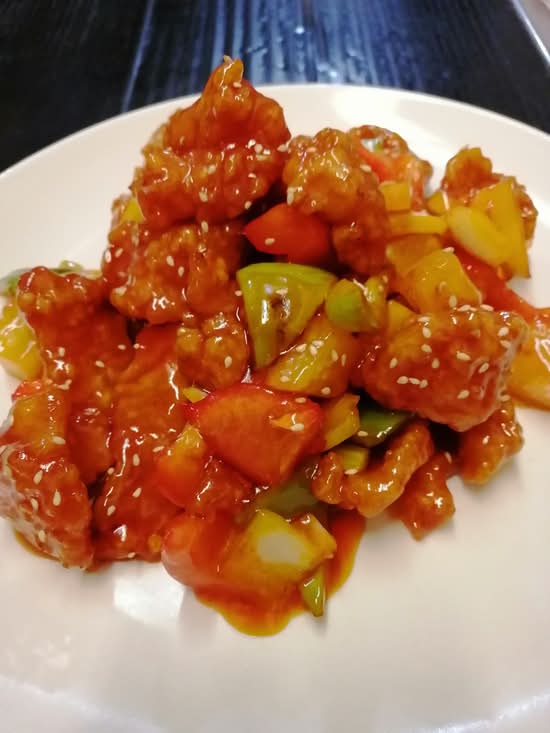 41. Crispy sweet & sour pork with pineapple