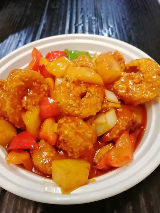 76. Prawns  with Pineapple