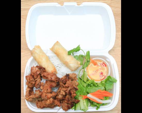 Vermicelli with Grill Pork or Grill Chicken & Egg Rolls (Bún Thịt Chả Giò)