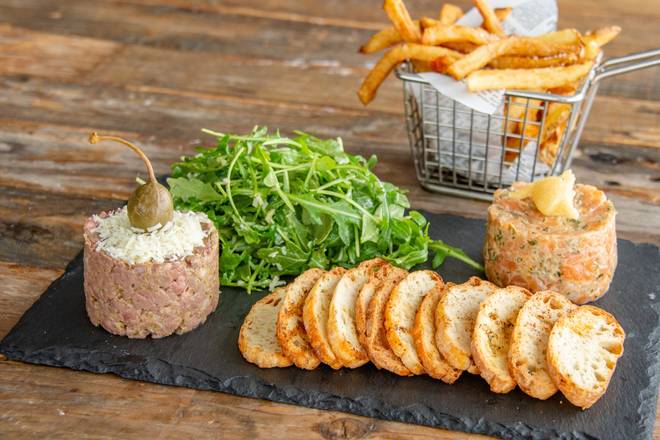 Duo de tartare saumon-boeuf / Salmon-beef duo tartar