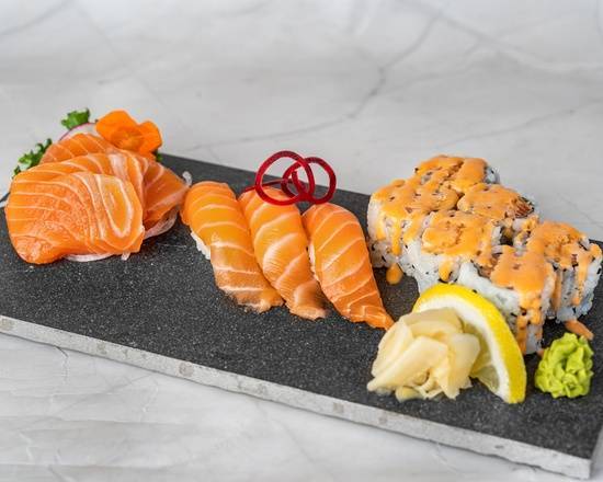 Salmon Lover Sashimi (3 pcs) Sushi (3 pcs) Spicy Salmon (6 pcs)