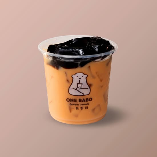 25.Grass Jelly Tea Latte / 25. Thé latte avec gelée d'herbe