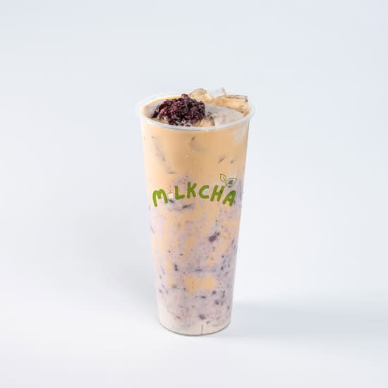 Fresh Taro Milk Cha (with purple rice)