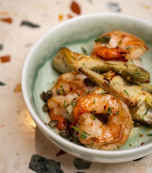 Sauteed Shrimp & Artichokes