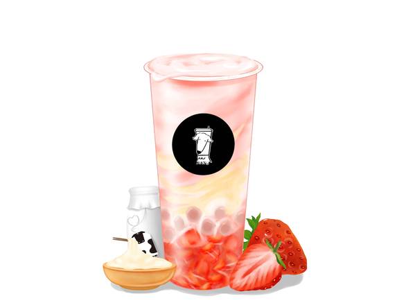 Fresh strawberry milk &e mochi/Lait à la fraise