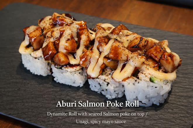 Aburi Salmon Poke Roll