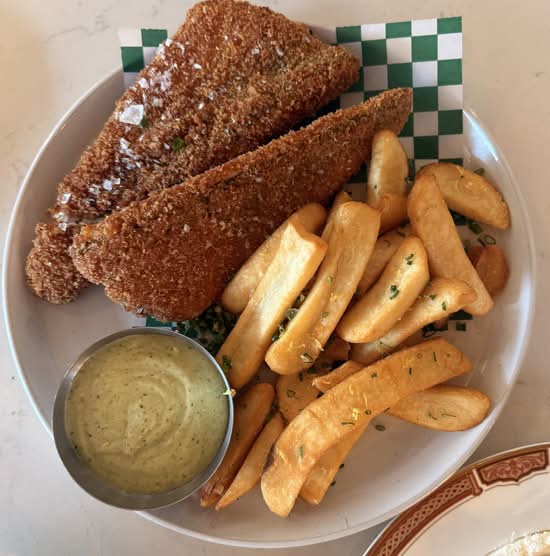 Branzino Fish Schnitzel  & Chips