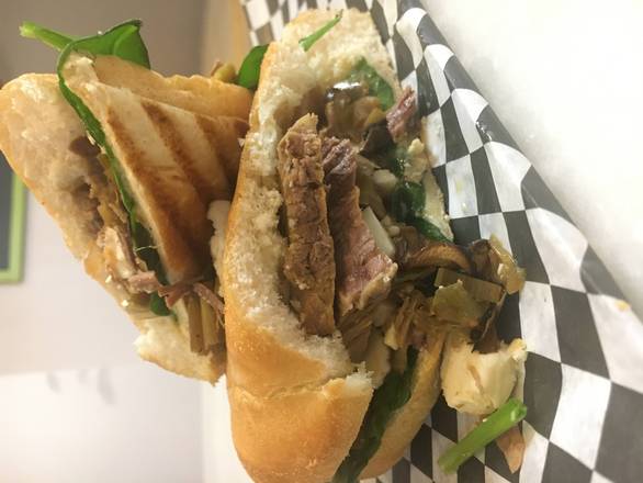 Thin-sliced Brisket sandwich