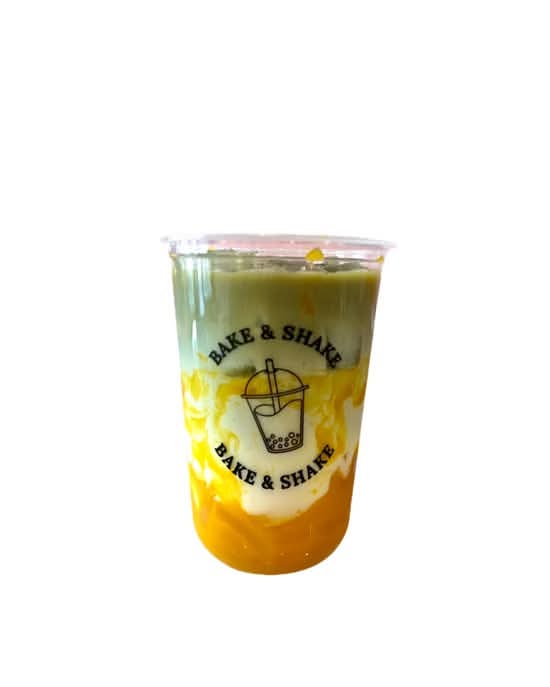 Mango Matcha Latte with Mango Jelly