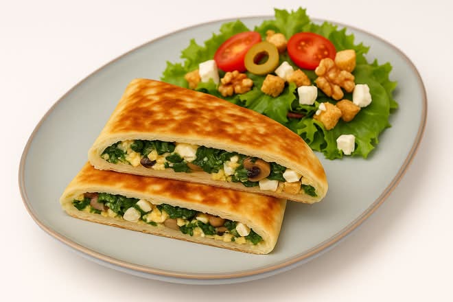 Spinach Feta Omelette+salad