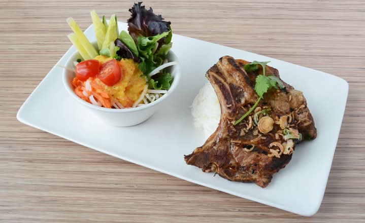 60. Lemongrass Pork Chop with Rice & Salad