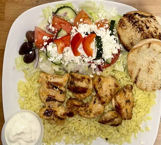 CHICKEN SOUVLAKI DINNER