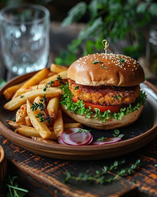 Burger Vegi with Fries