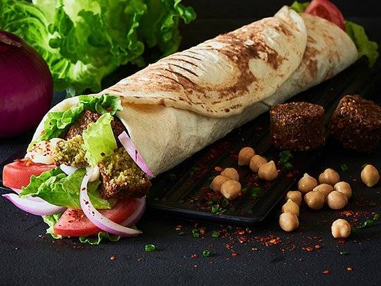 Saj falafel wrap