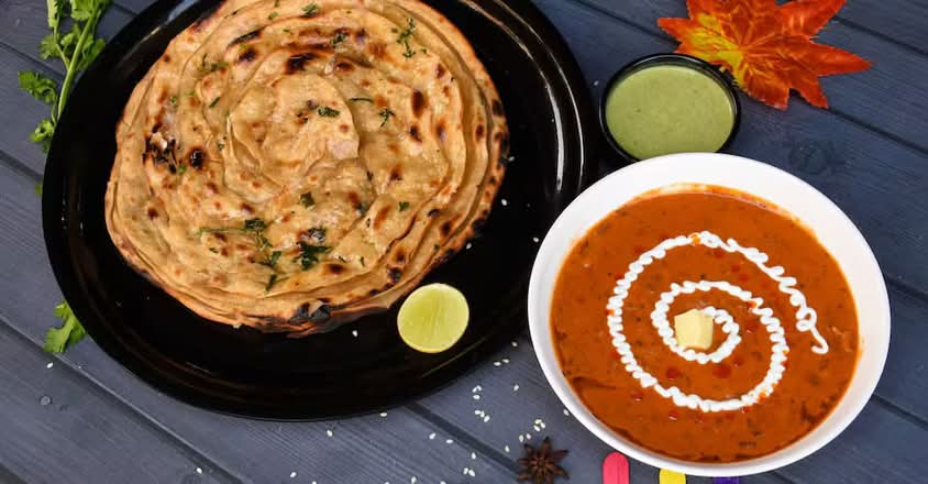 Lacha prantha with daal makhni