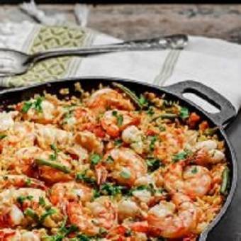 105. Tomato Shrimp and Green Pea Sizzling Rice