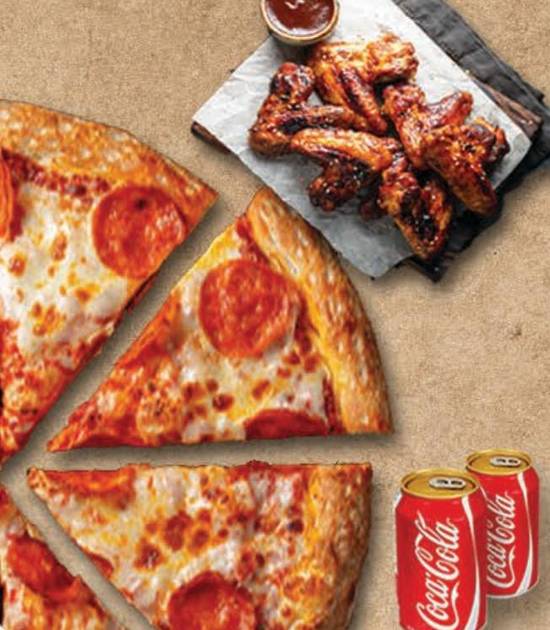Medium Pizza + 10 Wings + Dipping sauce + 2 Coke