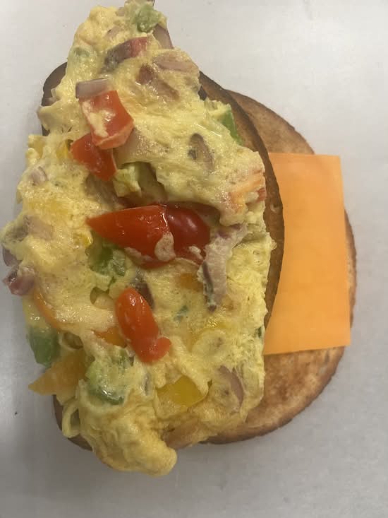Fresh Vegetables and Cheese Omelette,fruit cup