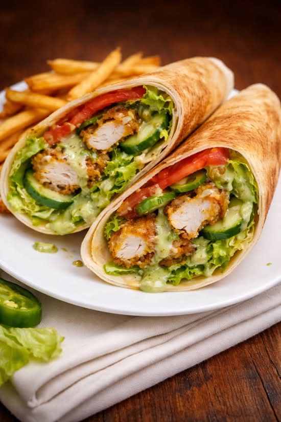 Spicy Green Goddess Chicken Wrap