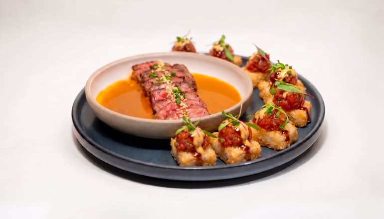 4oz Sirloin + Crispy Tuna Sushi