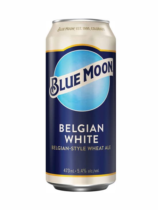 Blue Moon Belgian White, 473ml canned beer (5.4%25 ABV)