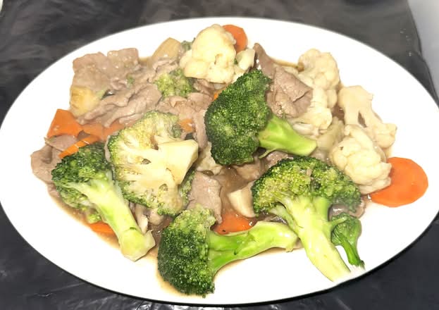 81. Pan Fried Beef with Mixed Vegetables