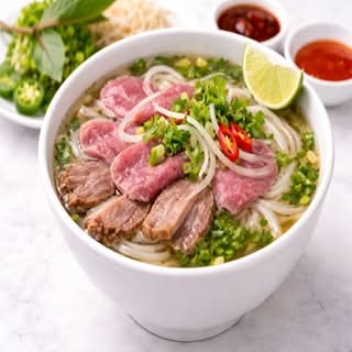 13. Pho Tai Nam - Rare Beef & Well Done Flank Steak Rice Noodle Soup